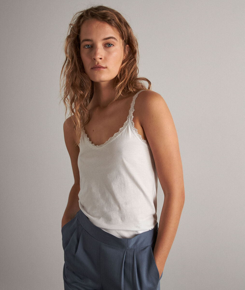 Rosa white cotton tank top | 1-2-3 Rosa white cotton tank top PhotoZ | 1-2-3