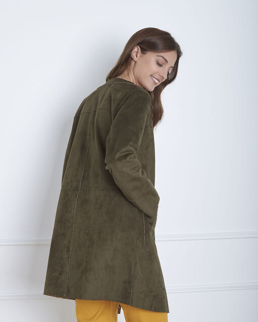 Fabiana khaki leather effect coat olive.