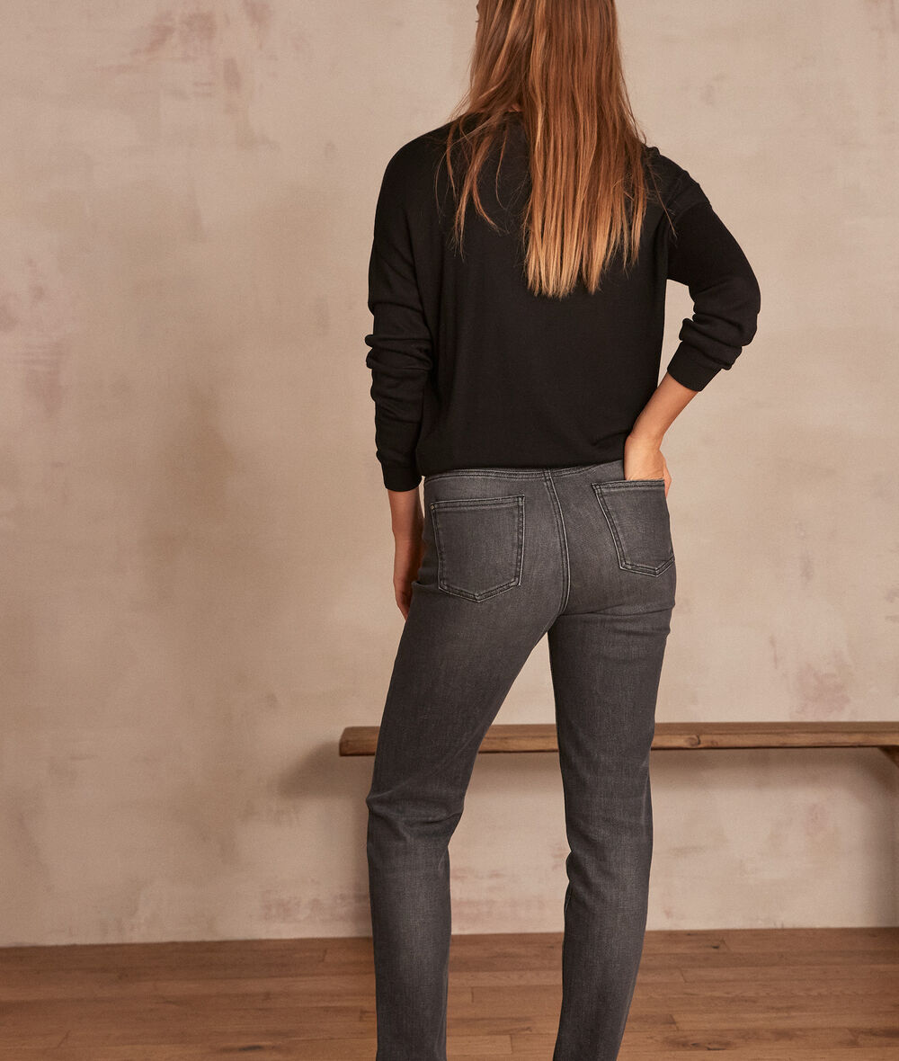 Sonia dark grey organic-cotton straight-leg jeans PhotoZ | 1-2-3