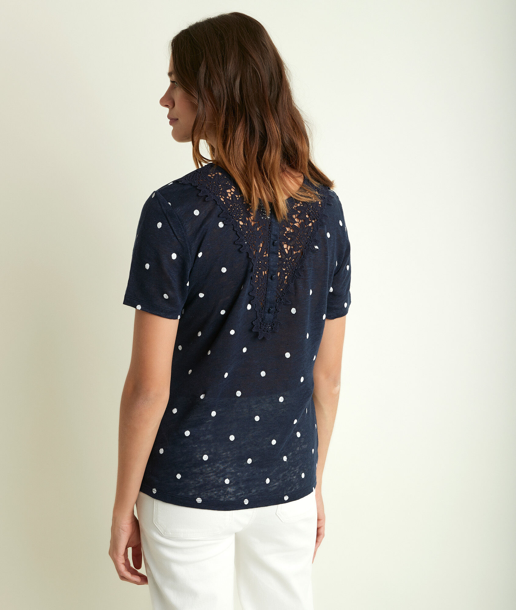 polka dot linen top