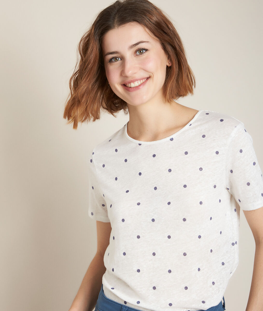 Roxane polka dot linen T-shirt | 1-2-3 Roxane polka dot linen T-shirt PhotoZ | 1-2-3