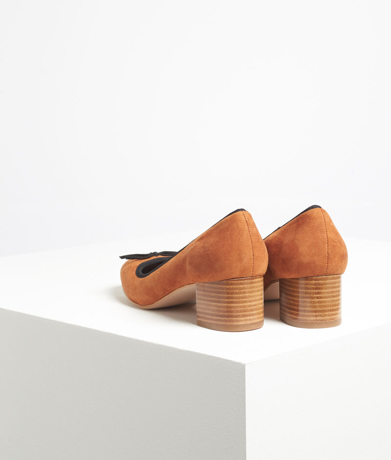 Kalista camel velvet-effect shoes with square heels camel.