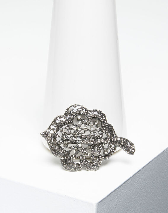 Xav silver leaf brooch with black stones | 1-2-3 Xav silver leaf brooch with black stones PhotoZ | 1-2-3
