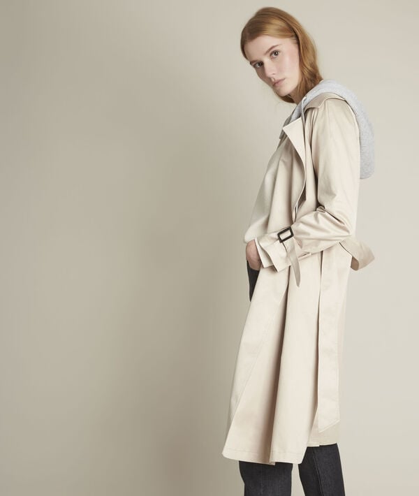 Florienne long hooded beige trench coat | 1-2-3 Florienne long hooded beige trench coat PhotoZ | 1-2-3