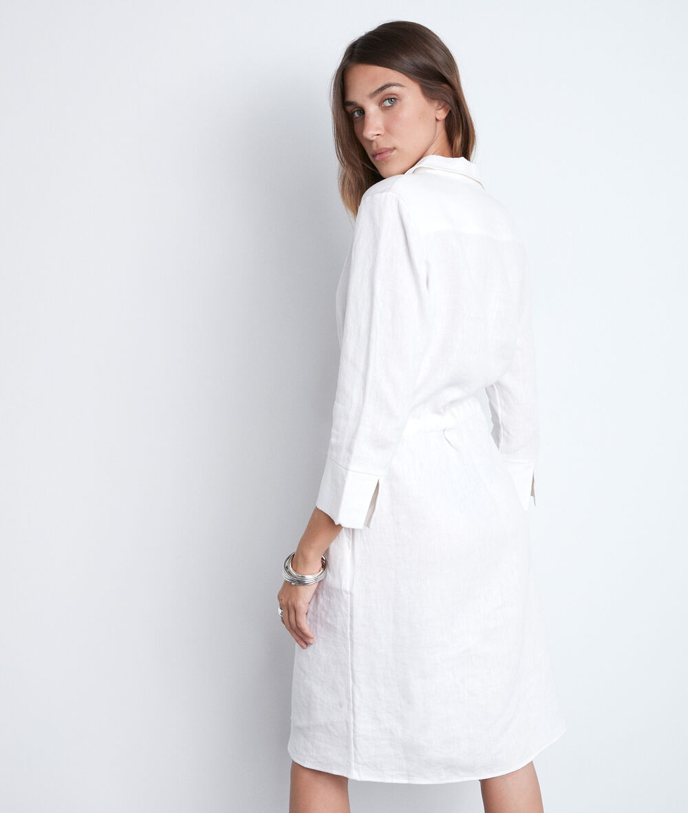 Luna white linen shirt dress PhotoZ | 1-2-3