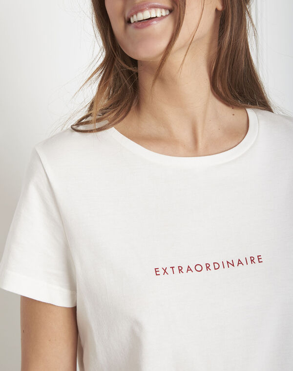Pextra ecru organic cotton t-shirt ecru.