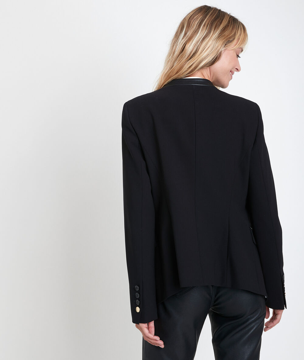 Talia black microfibre jacket noir.
