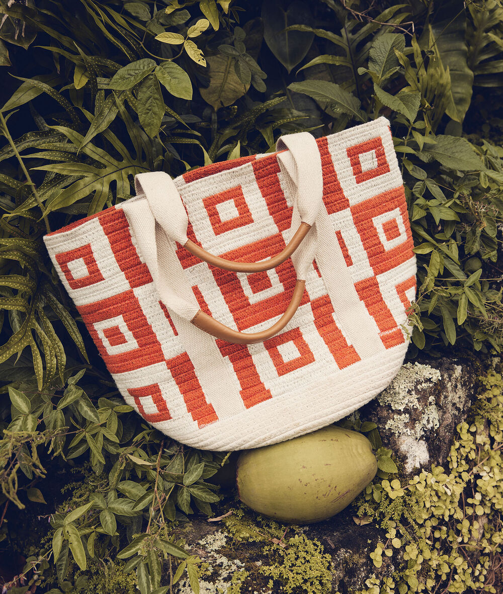 Faustine orange printed cotton Cabas tote PhotoZ | 1-2-3