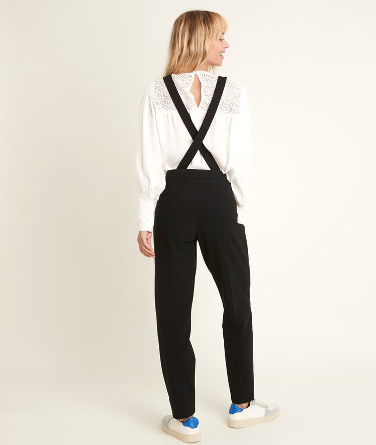 Perroquet microfibre trousers with braces noir.