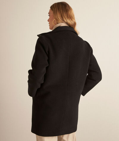Mambo straight black recycled wool coat PhotoZ | 1-2-3