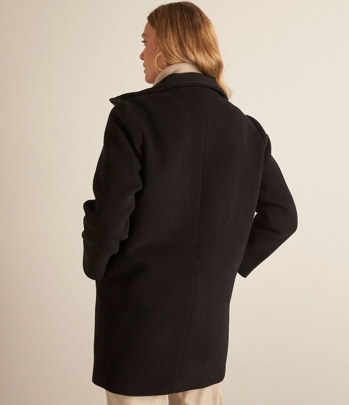 Mambo straight black recycled wool coat PhotoZ | 1-2-3