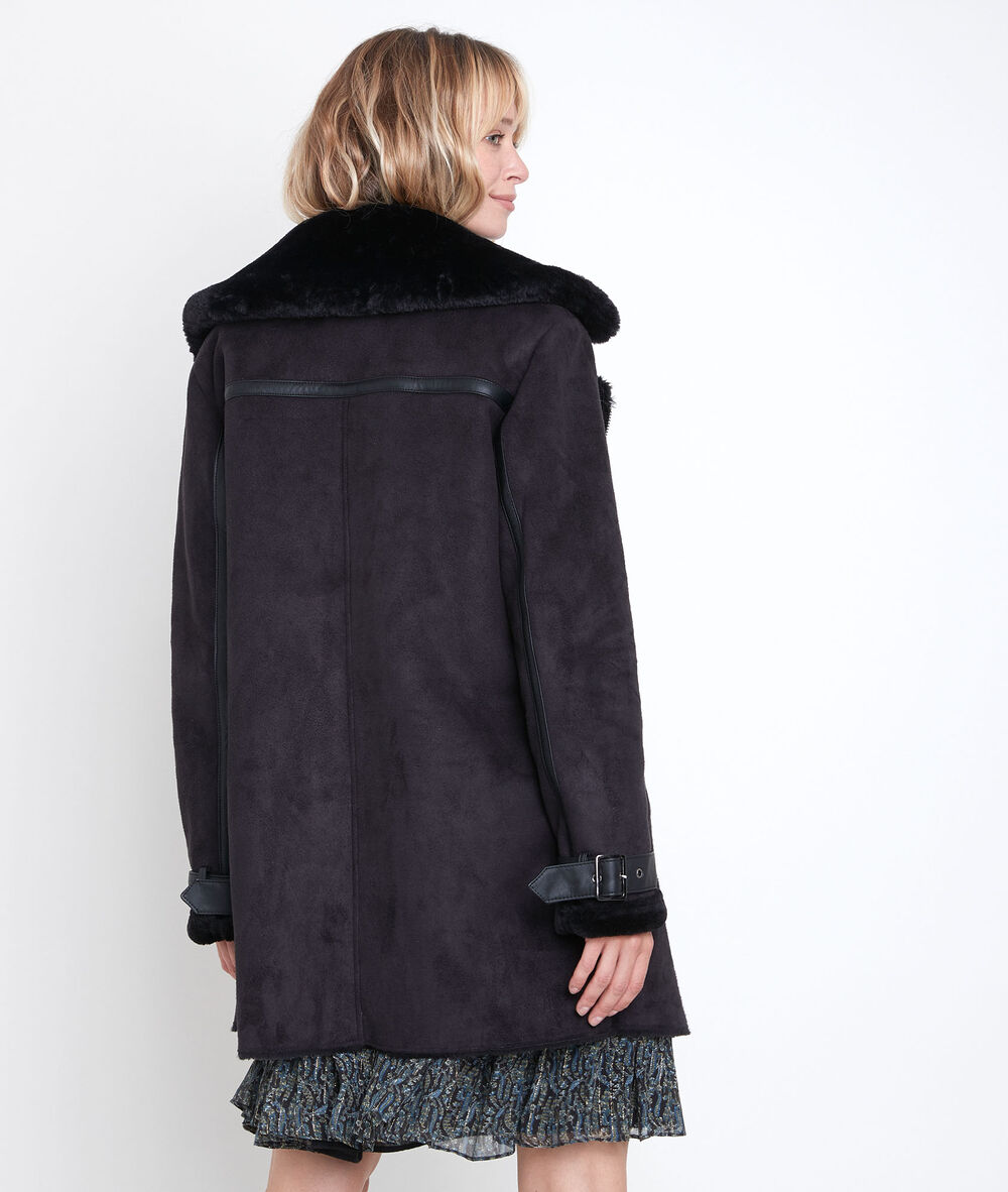 Ikara faux shearling coat noir.