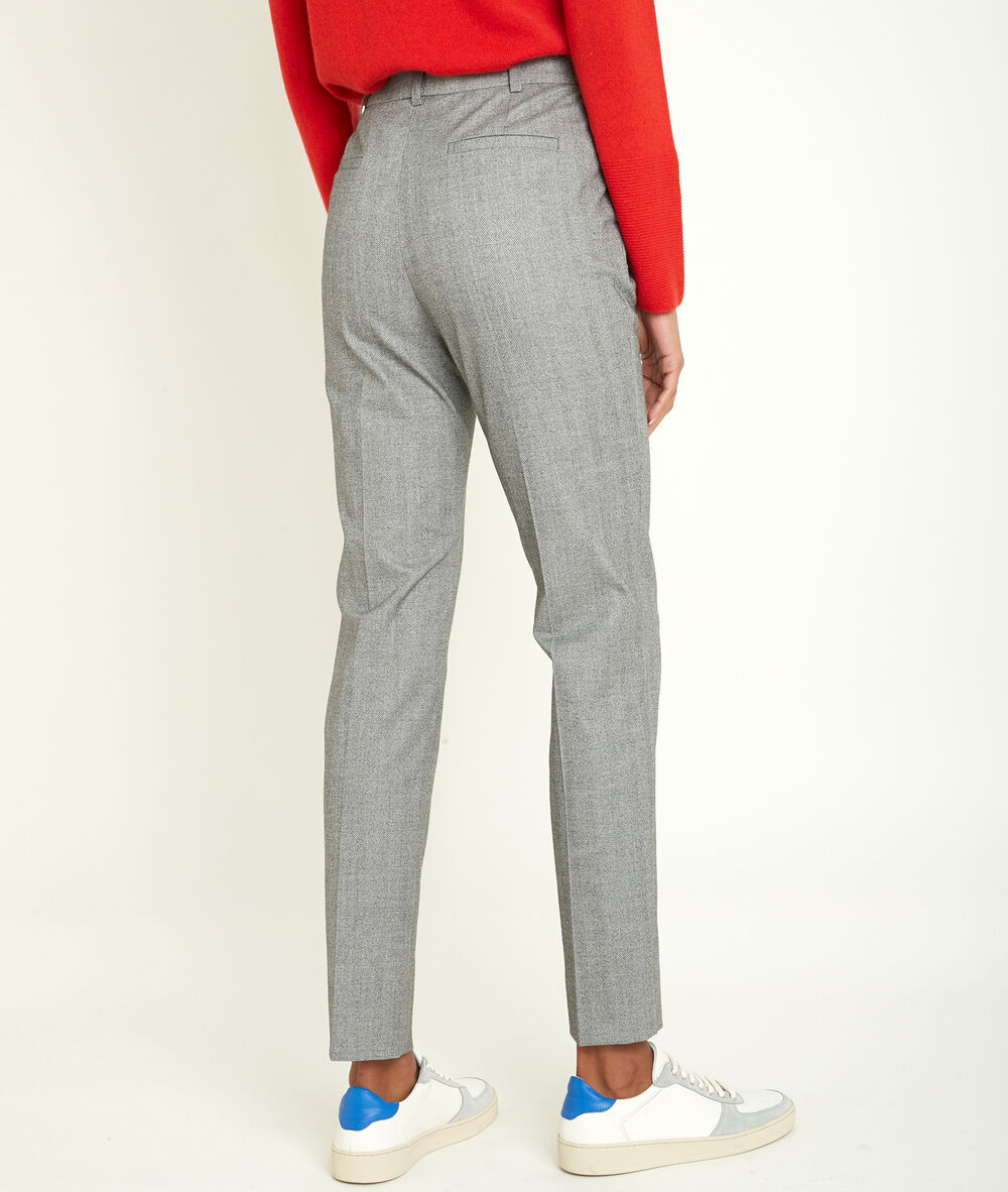 Min herringbone cigarette cut trousers gris perle.
