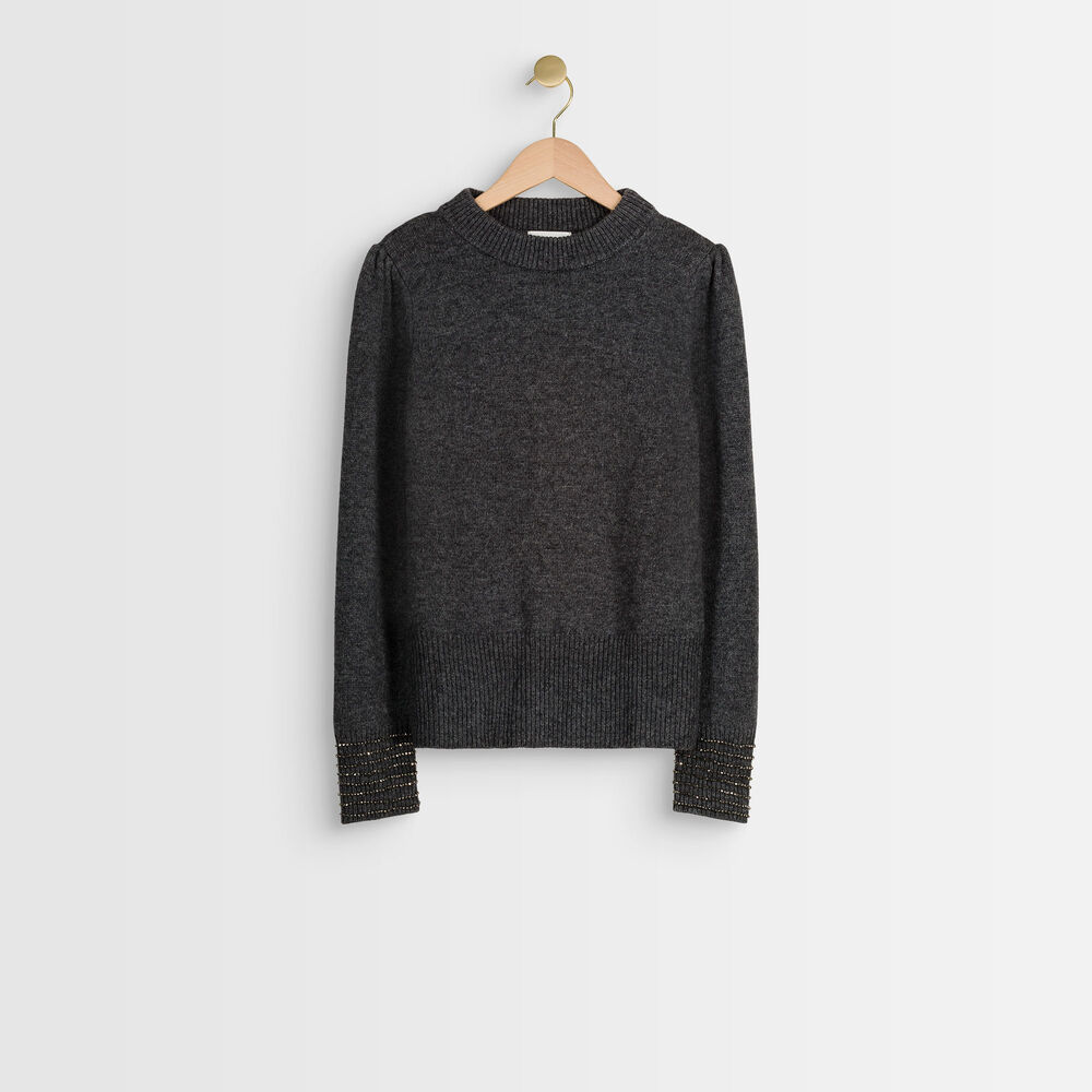 Ramses rhinestone high neck pullover anthracite.