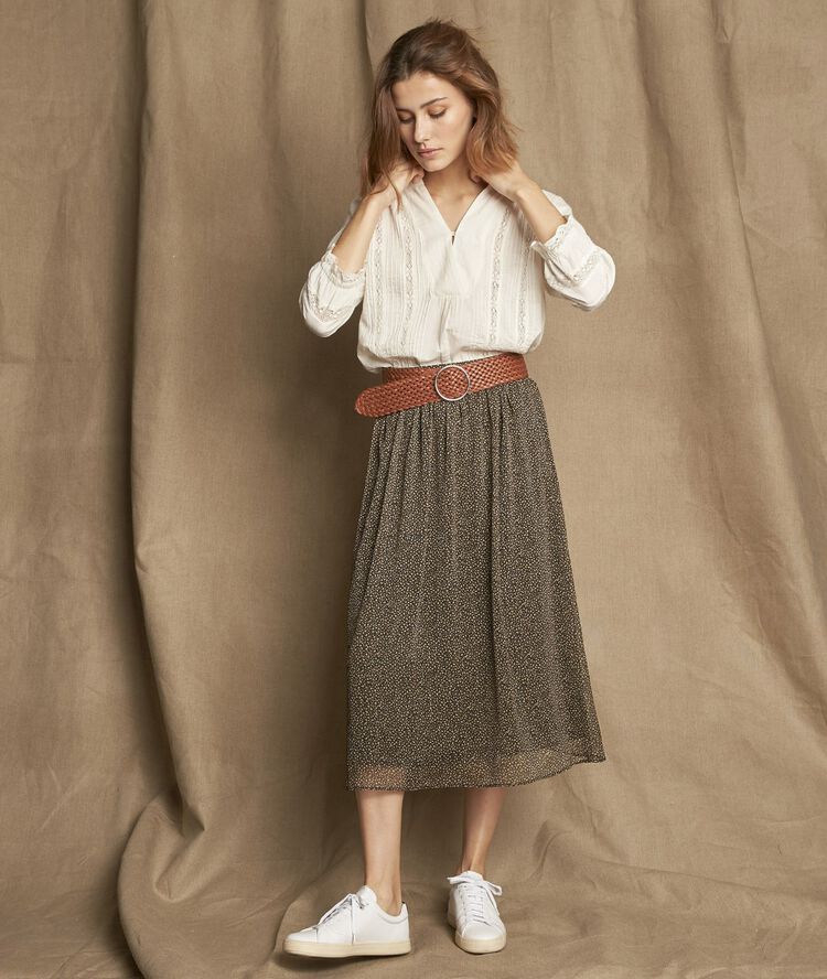 Belle long animal print skirt black.