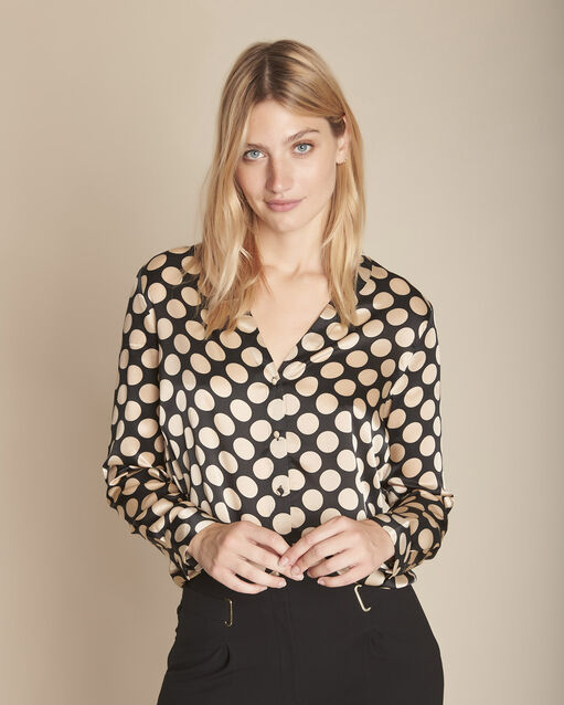 Mathilde black polka dot print silk blouse (1) - Maison 123