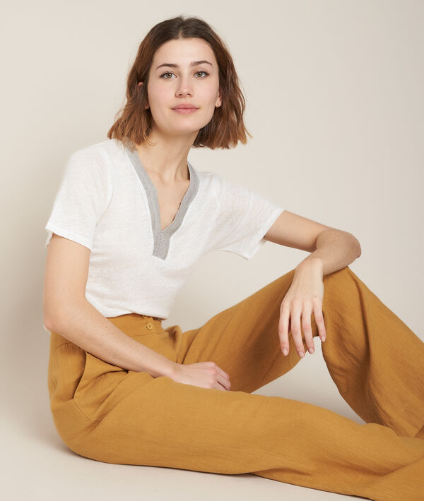 Rwana white linen t-shirt | 1-2-3 Rwana white linen t-shirt PhotoZ | 1-2-3