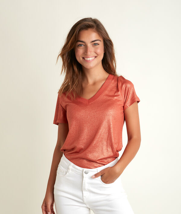 Tee-shirt brillant brique Ronie | 1-2-3 Tee-shirt brillant brique Ronie PhotoZ | 1-2-3