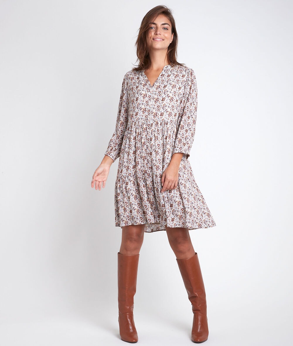 Nad&egrave;ge printed dress ecru.