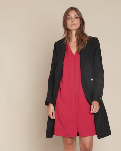 Isaure red dress with covered buttons (2) - Maison 123