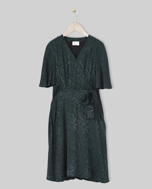 Roda cypress fluid jacquard dress forest green.