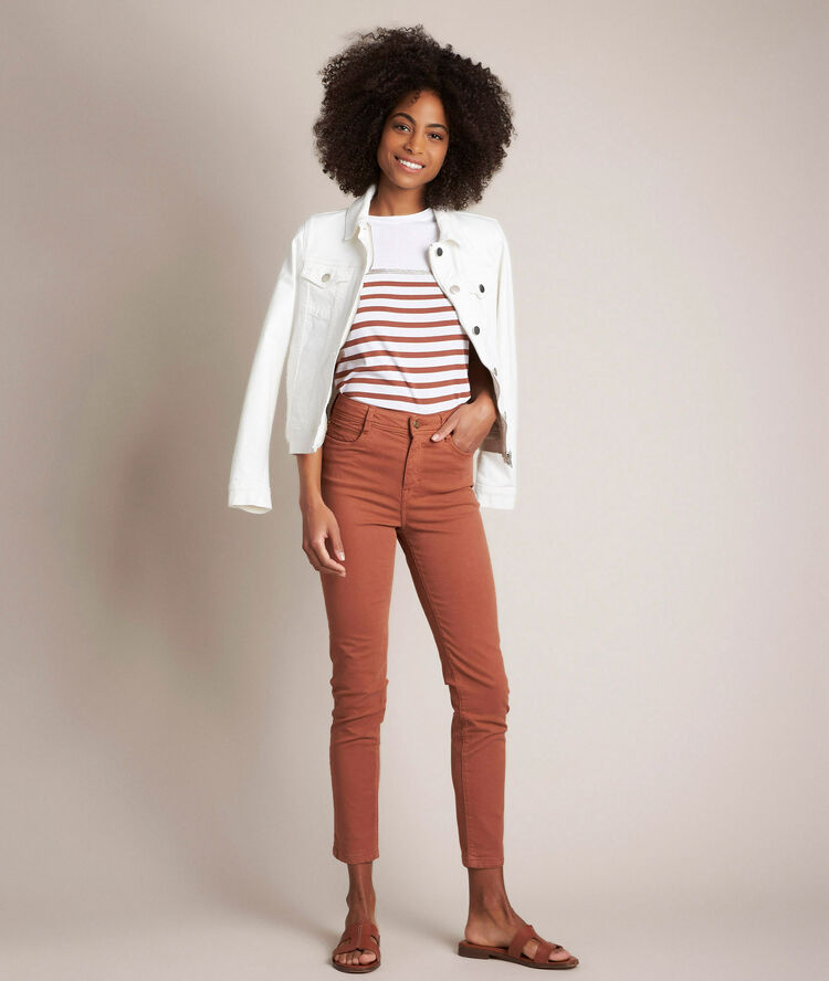 The iconic sultan caramel slim-fit cotton satin trousers  cinnamon.