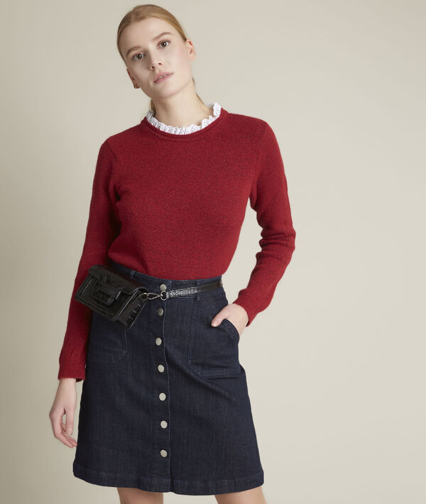 Froufrou patterned collar lurex pullover | 1-2-3 Froufrou patterned collar lurex pullover PhotoZ | 1-2-3