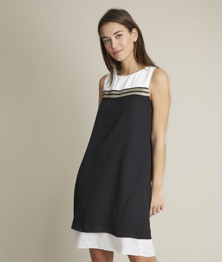 Isola straight colour block dress black.