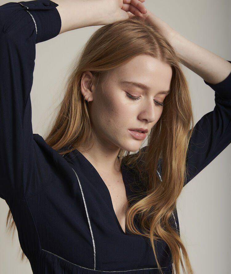 Carolina navy blue fit and flare dress navy blue.