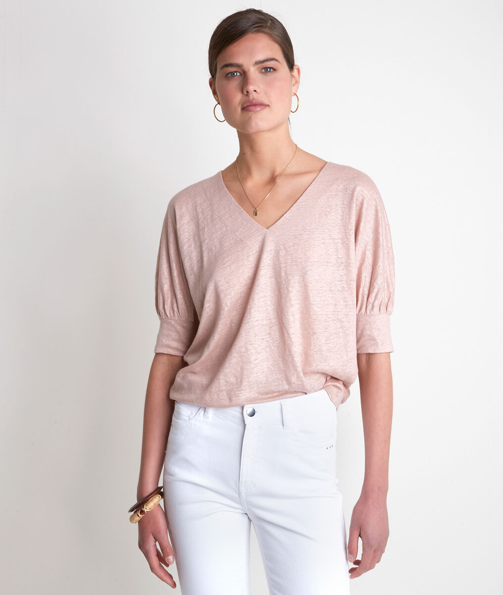 Illusion peach linen T-shirt | 1-2-3 Illusion peach linen T-shirt PhotoZ | 1-2-3