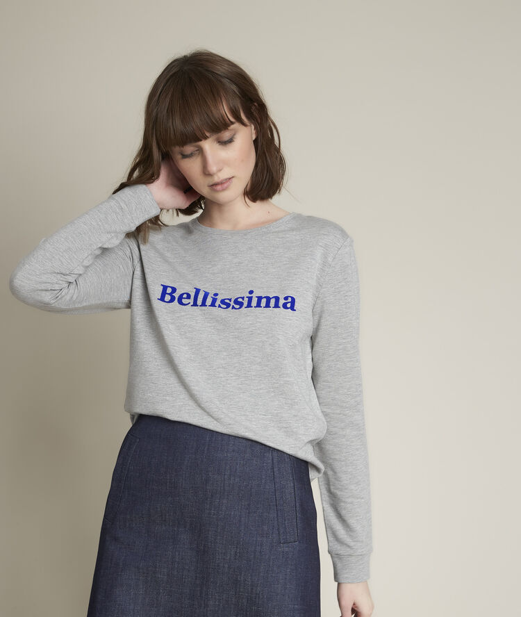 Romain grey marl sweatshirt with slogan cinnamon.