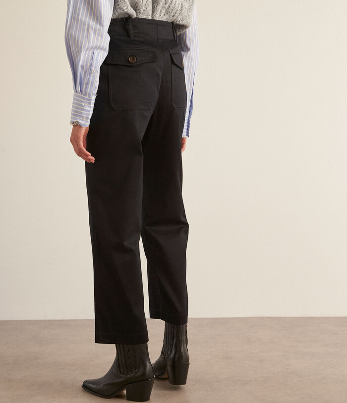 Tresor straight short black cotton trousers PhotoZ | 1-2-3