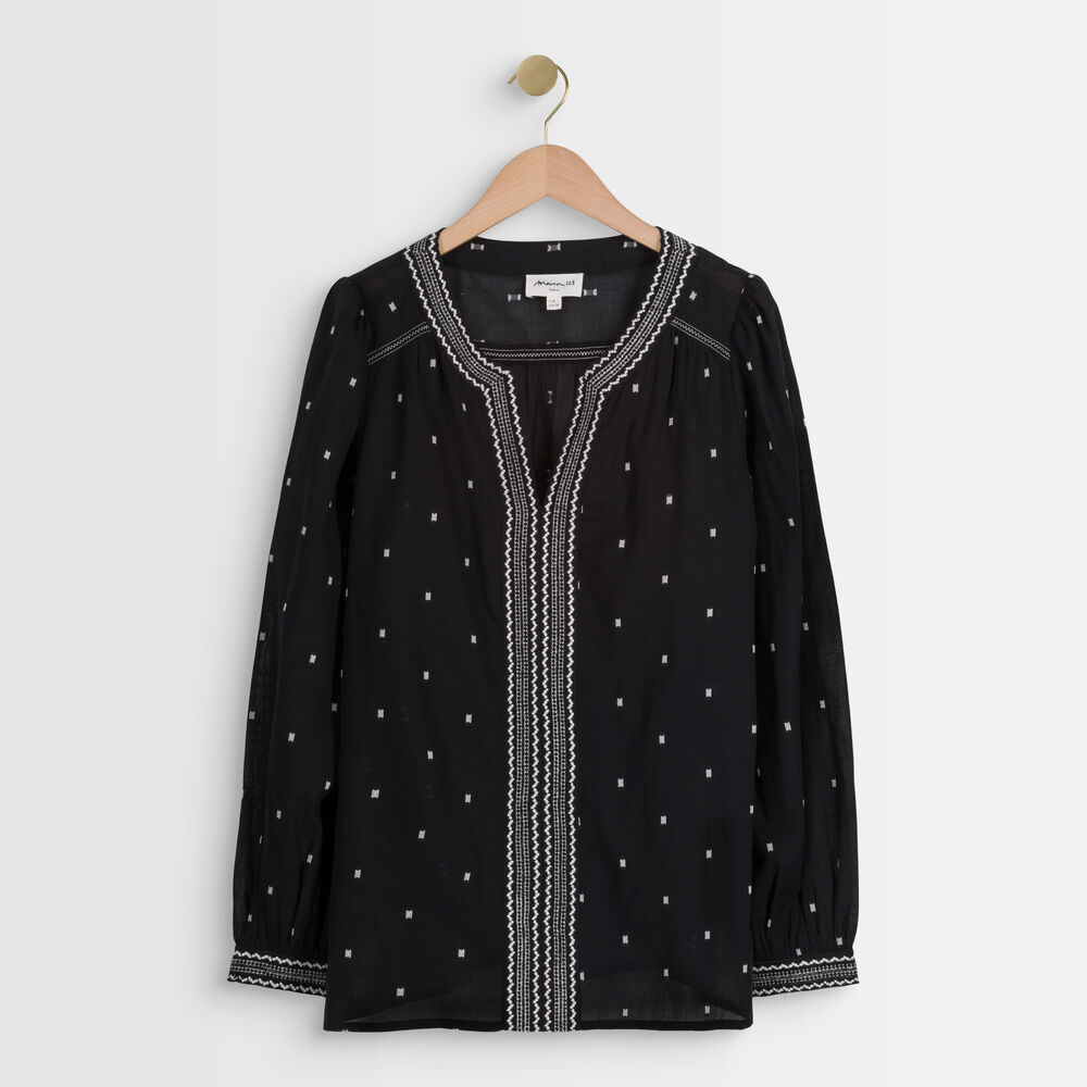 Talissa black embroidered blouse noir.