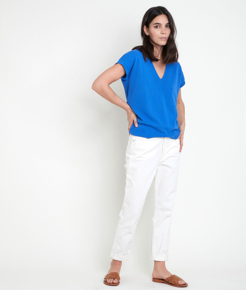ALINE openwork viscose Ecovero® forget-me-not jumper | 1-2-3 ALINE openwork viscose Ecovero® forget-me-not jumper PhotoZ | 1-2-3