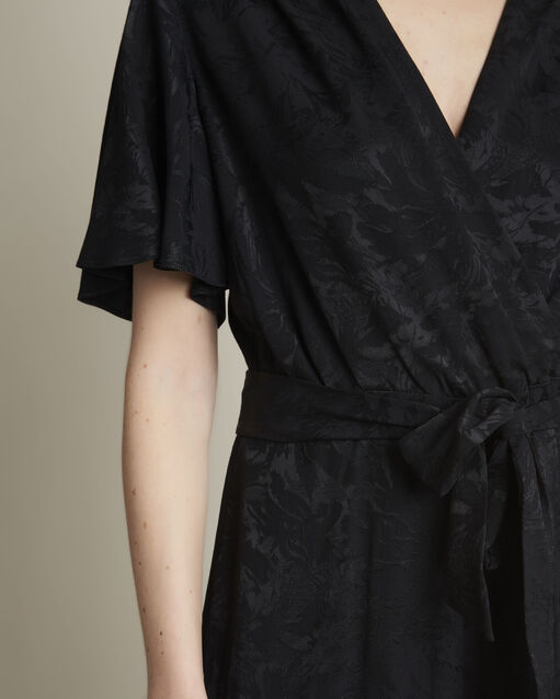 Rollande black loose-fitting wrap-over jumpsuit (2) - Maison 123