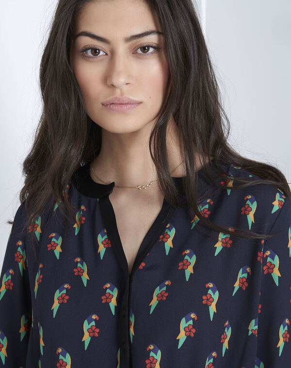 Louna navy parrot print dress navy.