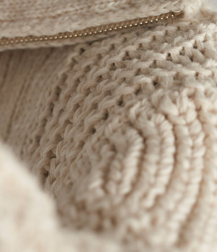 Marlene beige cable-knit zipped rollneck jumper PhotoZ | 1-2-3