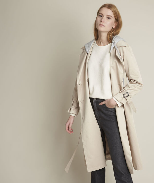 Florienne long hooded beige trench coat | 1-2-3 Florienne long hooded beige trench coat PhotoZ | 1-2-3