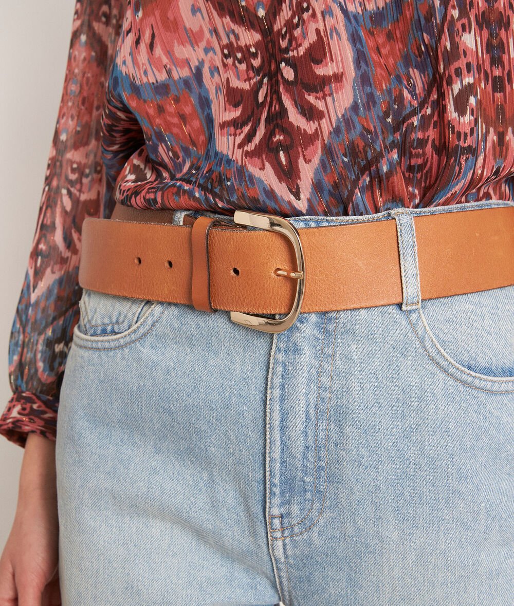 Estelle wide natural leather belt with chunky buckle  PhotoZ | 1-2-3