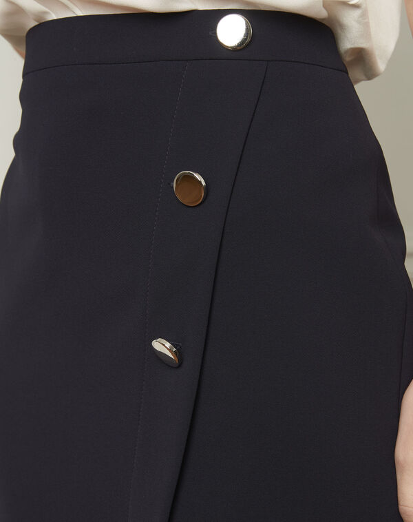 Sabine navy skirt with microfibre buttons navy.