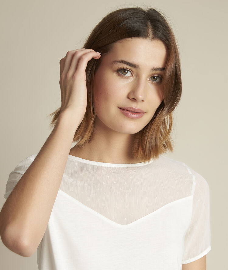 Romane plumetis t-shirt ecru.