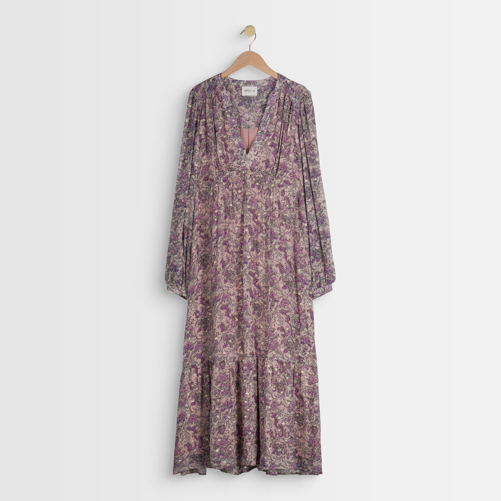 Ingrid mauve floral print dress mauve.