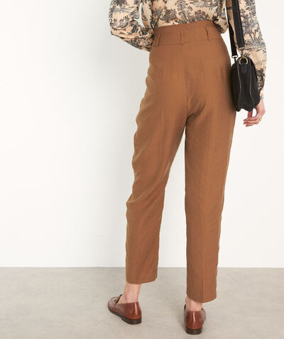 THEO tobacco-coloured high-waisted cigarette cut trousers  PhotoZ | 1-2-3