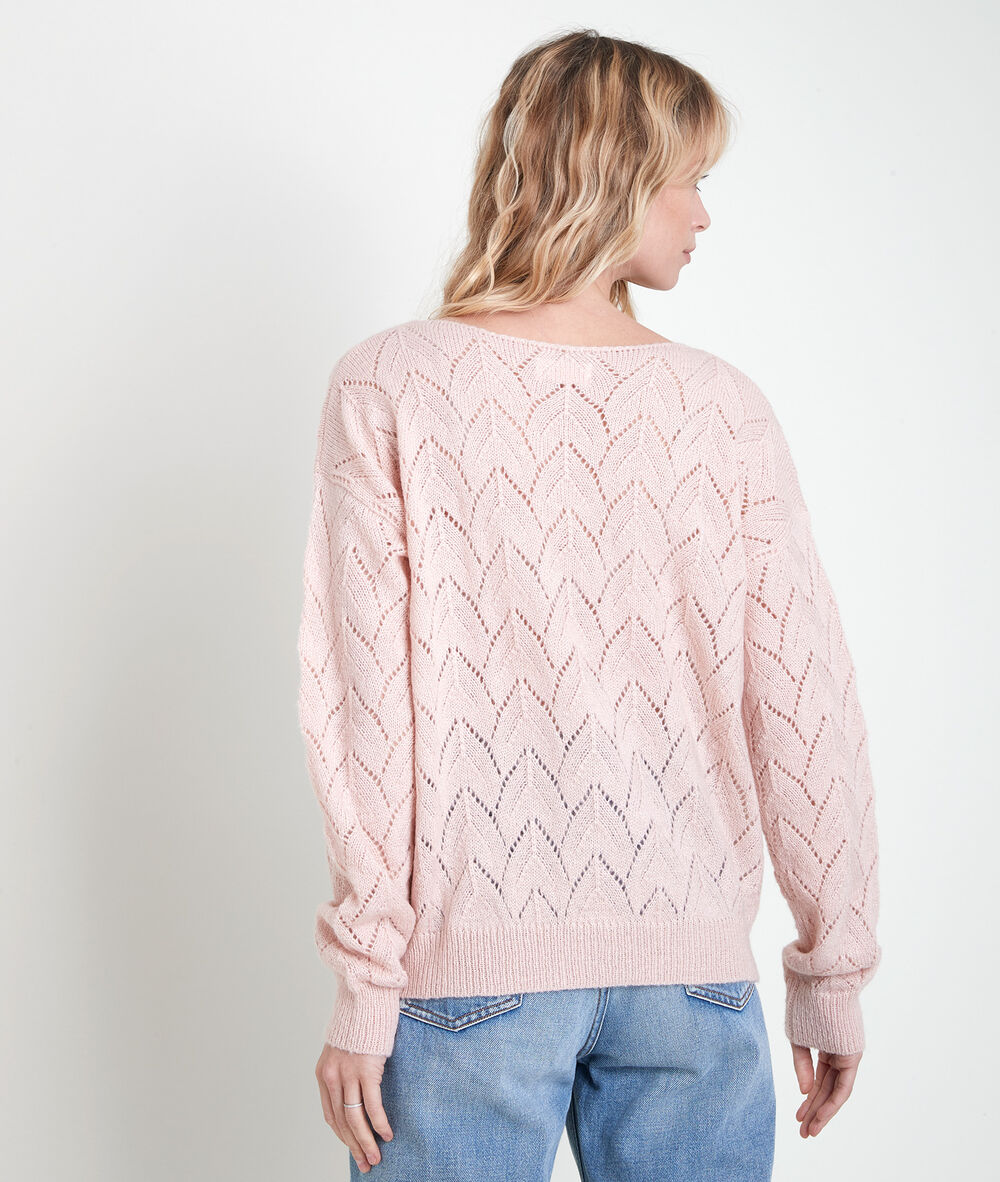 Agathe powder-coloured openwork jumper poudre.