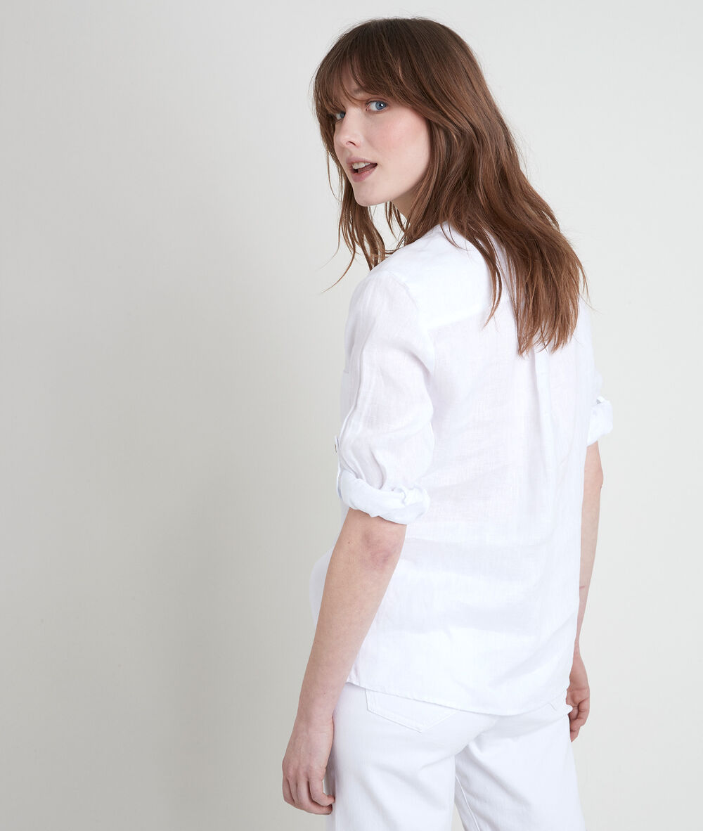 Roma white linen shirt white.