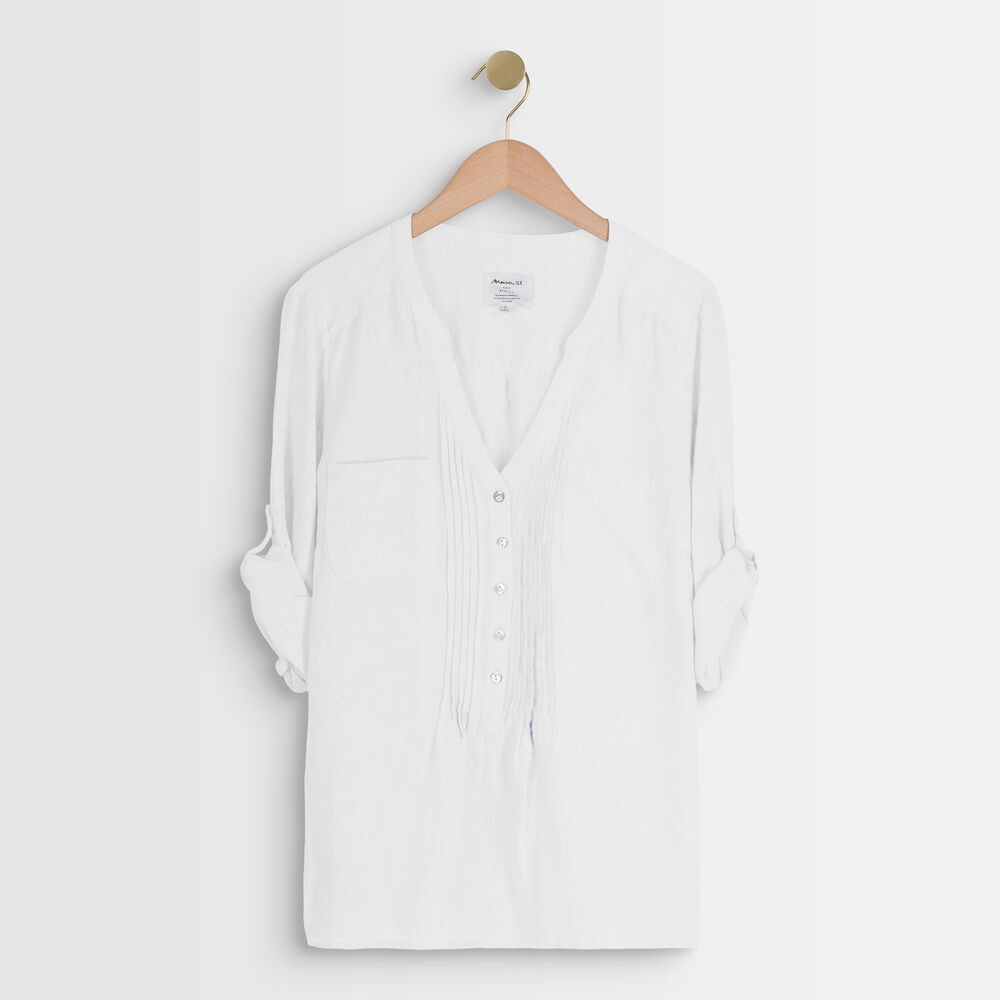 Roma white linen blouse white.