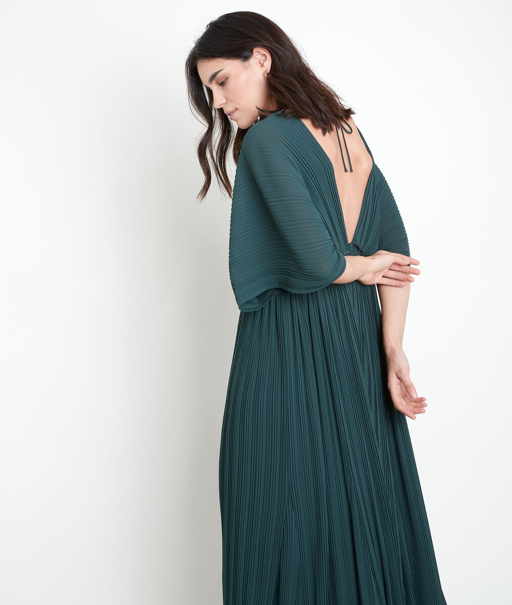 Marion pleated maxi dress with cypress design cypres.