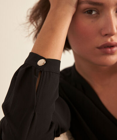 Davina black two-fabric loose-fitting blouse  PhotoZ | 1-2-3