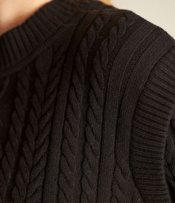 Basso black EcoVero viscose cable-knit jumper PhotoZ | 1-2-3