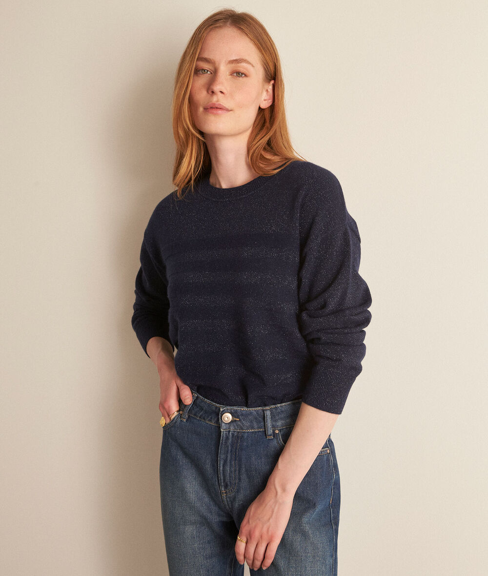 Bettany navy recycled cashmere jumper PhotoZ | 1-2-3